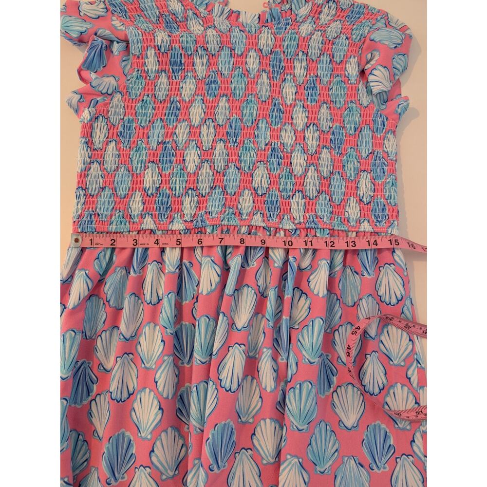 Simply Southern Dress Maxi Shell Novelty Tiered Preppy Beach Pink Blue Size L - Picture 11 of 11